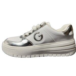 GBG Womens Size 10 M White And Silver Fashion Sneakers Shoes Guess Platinum